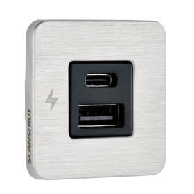 Scanstrut TILE USB-A/USB-C Interior Charging Socket - 12/24V - Stainless Steel Bezel