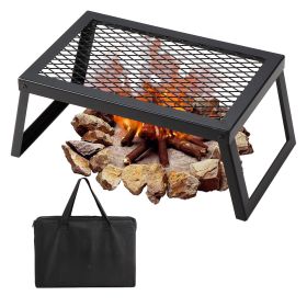 Folding bonfire barbecue grill, heavy-duty steel mesh grille, 18-inch portable camping grille above the fire pit