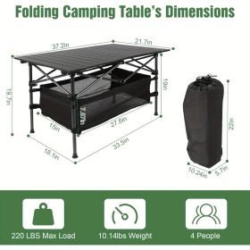 Camping Table That Fold up Lightweight, Aluminum Folding Table Roll Up Table with Easy Carrying Bag for Indoor, Outdoor, Camping, Backyard, BBQ,