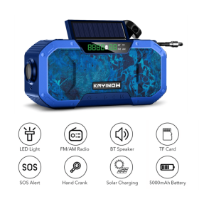 Solar Radio Hand Crank Emergency Flashlight Reading Light AM FM NOAA Phone Charger SOS Alarming Outdoor Survival Power Bank (Ships From: China, Color: DF-5802)