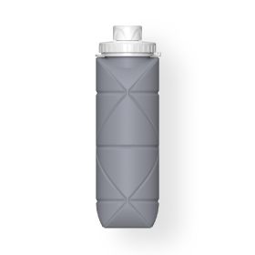 20oz Durable Collapsible Water Bottles Leakproof Valve Reusable BPA Free Silicone Foldable Travel Water Bottle For Gym Camping Hiking Travel Spor (Color: Grey)