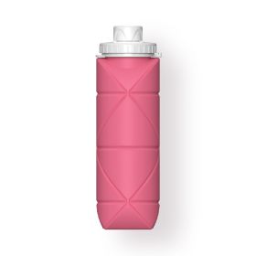 20oz Durable Collapsible Water Bottles Leakproof Valve Reusable BPA Free Silicone Foldable Travel Water Bottle For Gym Camping Hiking Travel Spor (Color: Pink)
