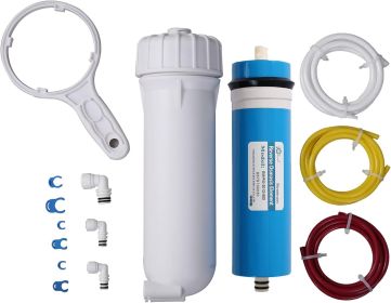 HUINING Reverse Osmosis Membrane 50/75/100/150/400/500GPD and RO Membrane Housing Kit with Quick Connector,Check Valve,Water Pipe (style: 500GPD SET)